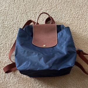 Longchamp Navy and Brown Backpack